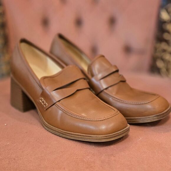 Nine West Camel Heeled Loafers - Picture 1 of 5